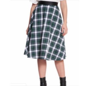 Green plaid A- line Skirt